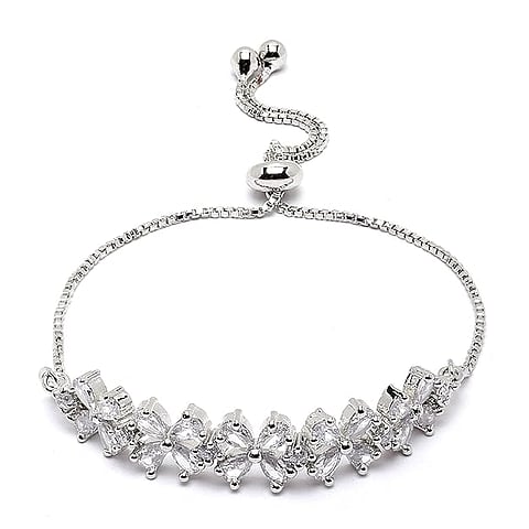 ZENEME Rhodium-Plated Silver Toned Bracelet